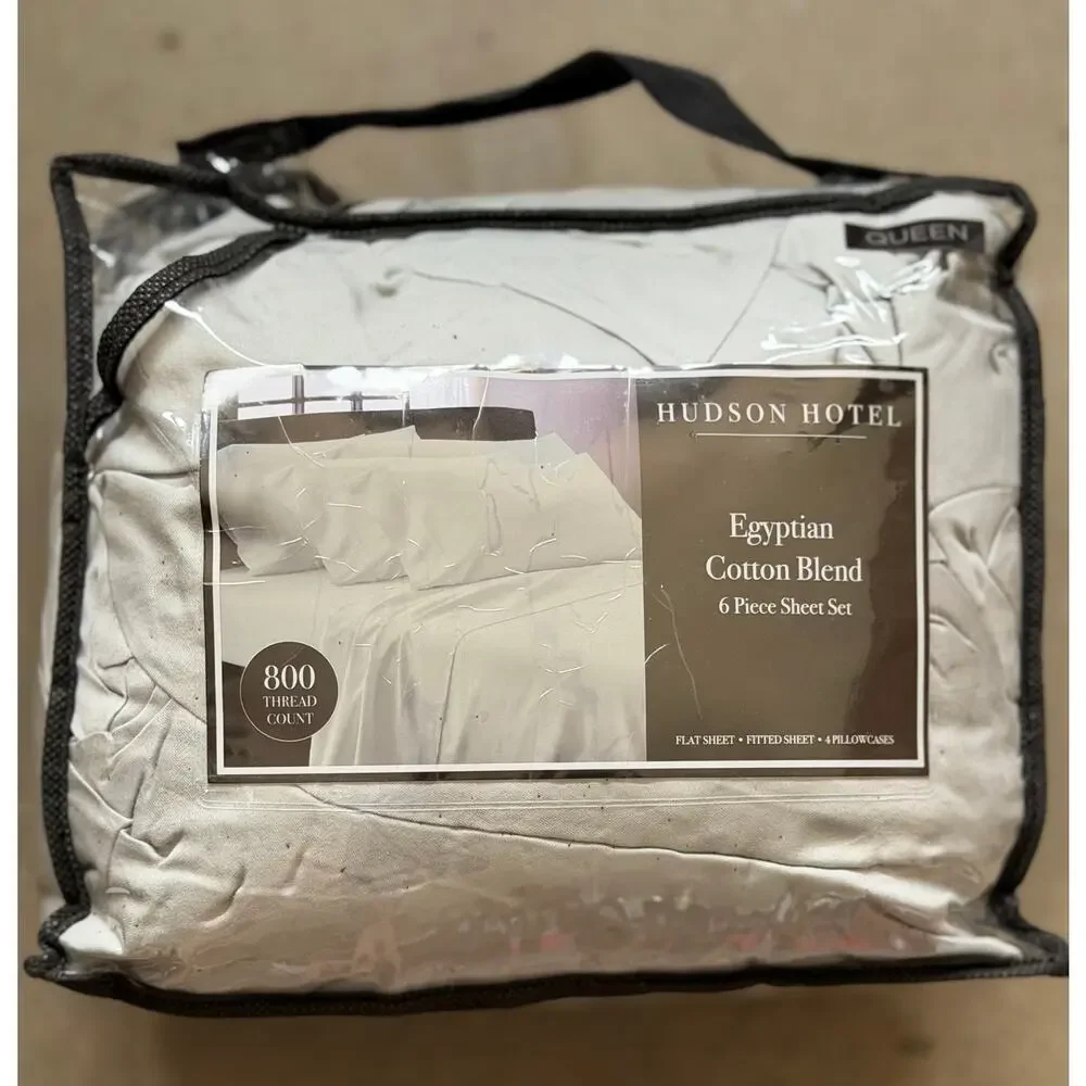 NEW! Hudson Hotel 800tc Egyptian Cotton Blend 6 Piece Sheet Set Queen Sage Gray